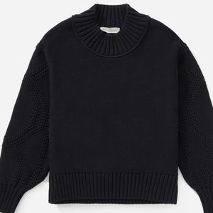 Everlane Cotton Cropped Mockneck Sweater, Size S, Black